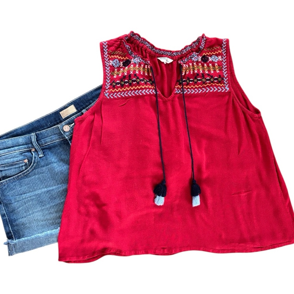 ROCKS & INDIGO Women's Sleeveless Embroidered Top (M)